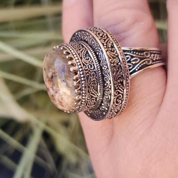 New Dendritic Opal 925 Silver Statement Ring. - Picture 4 of 16